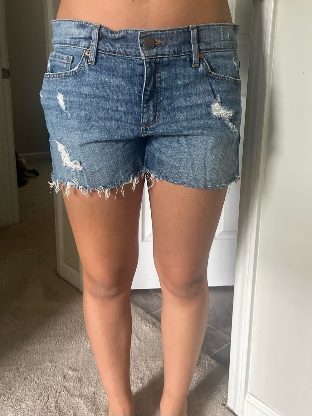 Loft size 6 Denim Distressed Frayed Hem Women's Shorts - Blue